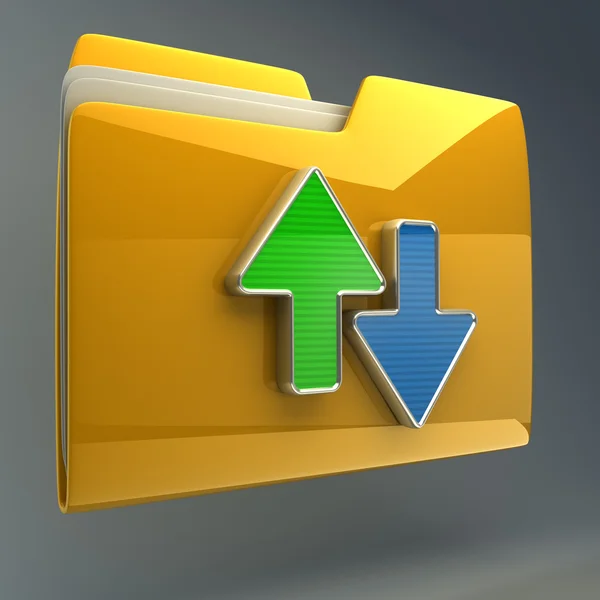 Date transferring concepts. Yellow folder icon — Stock Photo, Image