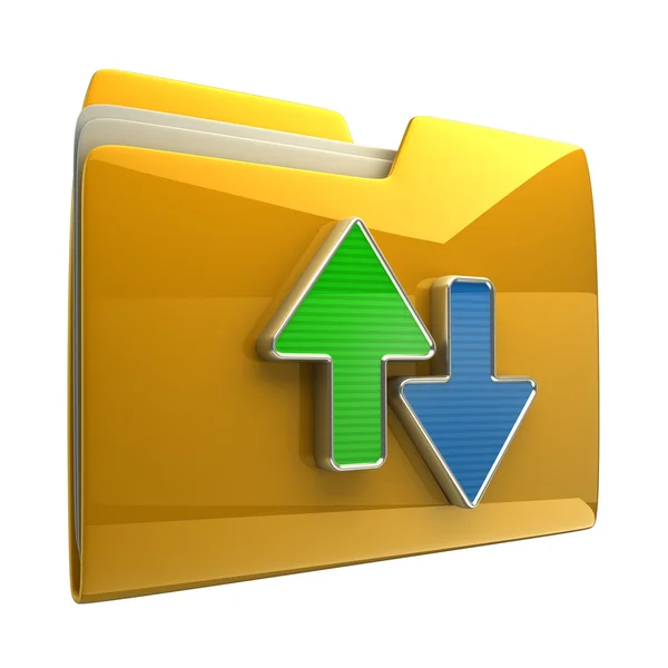 Date transferring concepts. Yellow folder icon — Stock Photo, Image