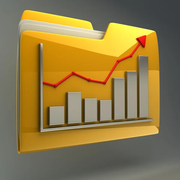 Yellow folder and diagram — Stock Photo, Image