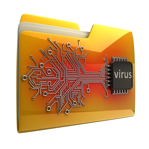 3D Yellow folder Computer microchip — Stock Photo, Image