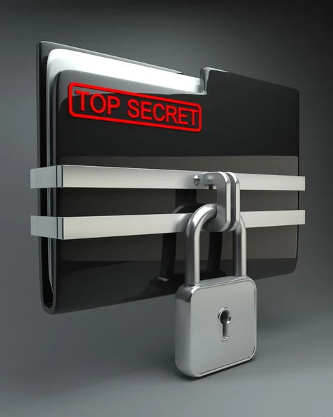 BLACK Folder with closed lock (Top secret) — Stock Photo, Image