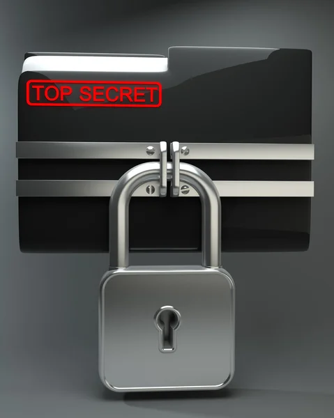 BLACK Folder with closed lock (Top secret) — Stock Photo, Image