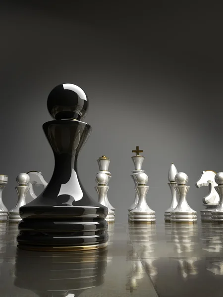 Black chess pawn background 3d illustration. high resolution — Stock Photo, Image