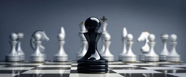 Černá šachový pěšec pozadí 3d ilustrace. vysoké rozlišení — Stock fotografie