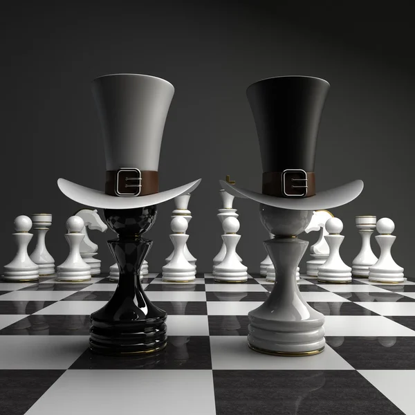 Black vs wihte pion d'échecs Isolé sur fond blanc. haute résolution — Photo