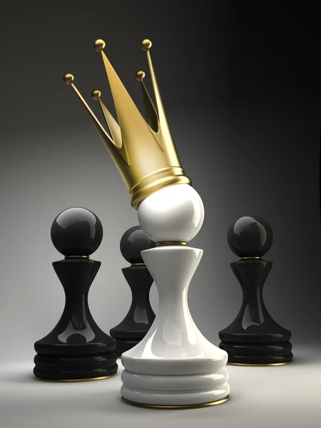 Pawn in a golden crown 3d — Stock Photo, Image