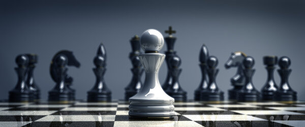 White chess pawn background 3d illustration. high resolution