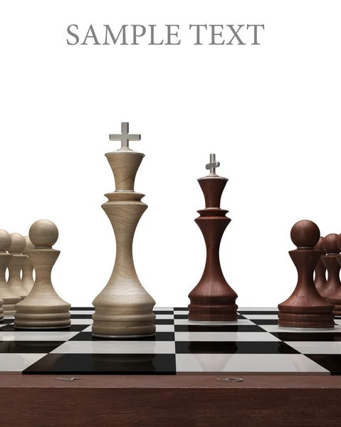 Bois Chess kings on a blackboard Haute résolution. Image 3D — Photo