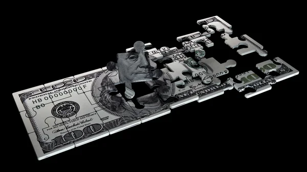 100 US dollars the Puzzle. High resolution 3D image Create your money. — Stock Photo, Image