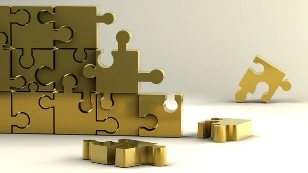 Gold puzzle background High resolution 3D image — Stock Photo, Image