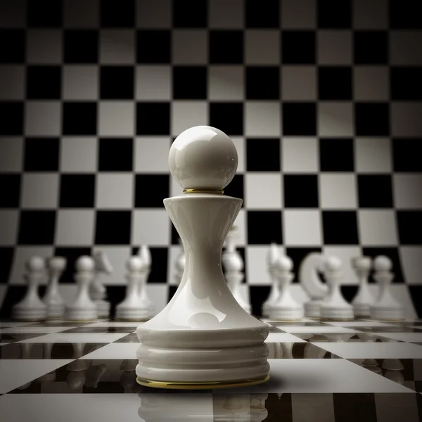 Closeup white chess pawn background 3d illustration. high resolution — Stock Photo, Image