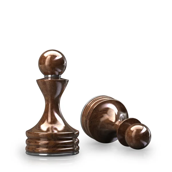 Chess Pawn kayu terisolasi pada latar belakang putih resolusi tinggi. Citra 3D — Stok Foto