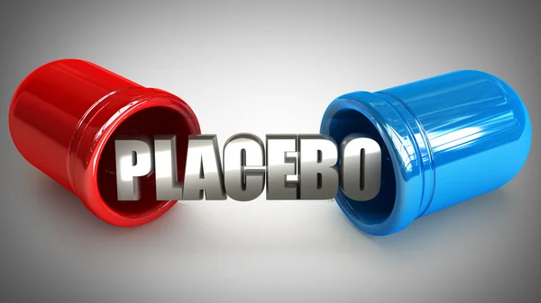 Pílula médica aberta. conceito de placebo. ilustração 3d de alta resolução — Fotografia de Stock