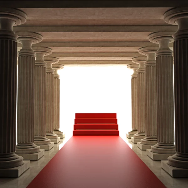 Old columns is ancient style with Red carpet Realistic — Stock Photo, Image