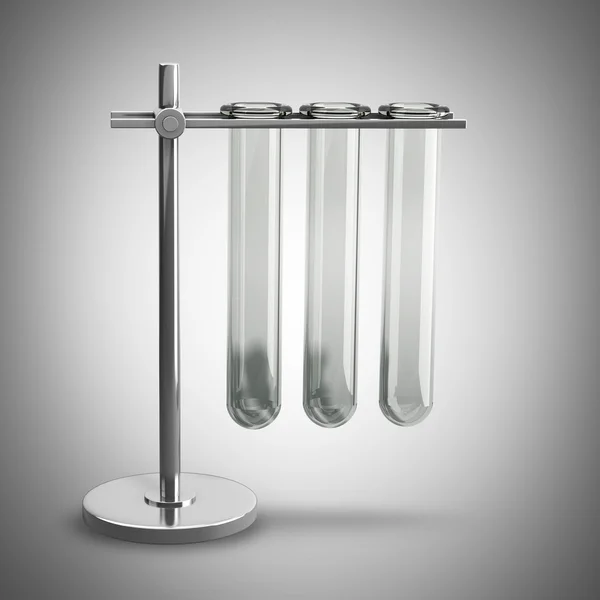 Leeres Reagenzglas auf einem Metallträger. — Stockfoto