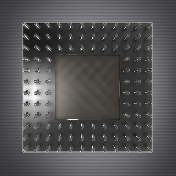 Parte de trás de um cartão de CPU com pinos de ouro — Fotografia de Stock