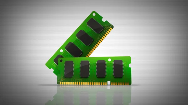 Tarjetas de memoria RAM de computadora 3D . — Foto de Stock
