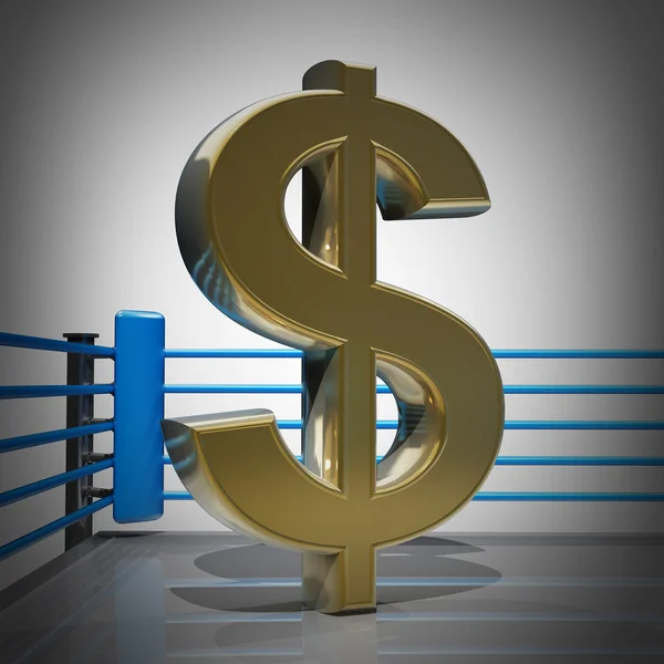 Anel de boxe com símbolo do dólar americano — Fotografia de Stock