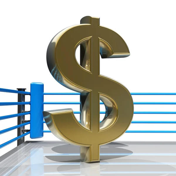 Boxing ring with US dollar symbol — Stock Photo, Image