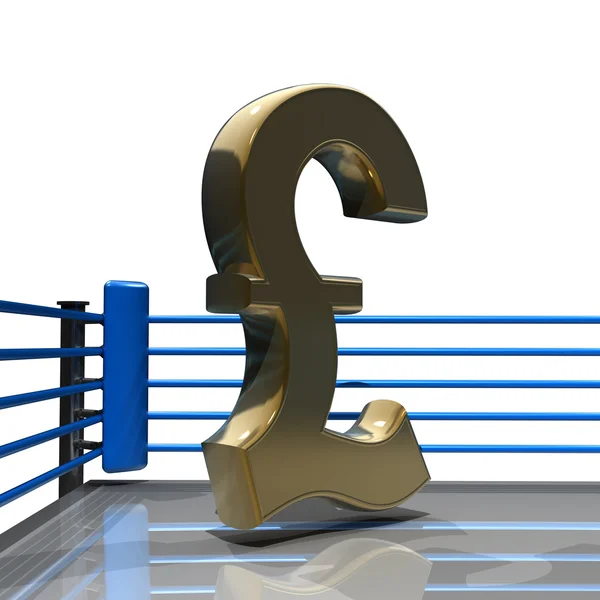 Boxing ring with British pound symbol — Stock Photo, Image