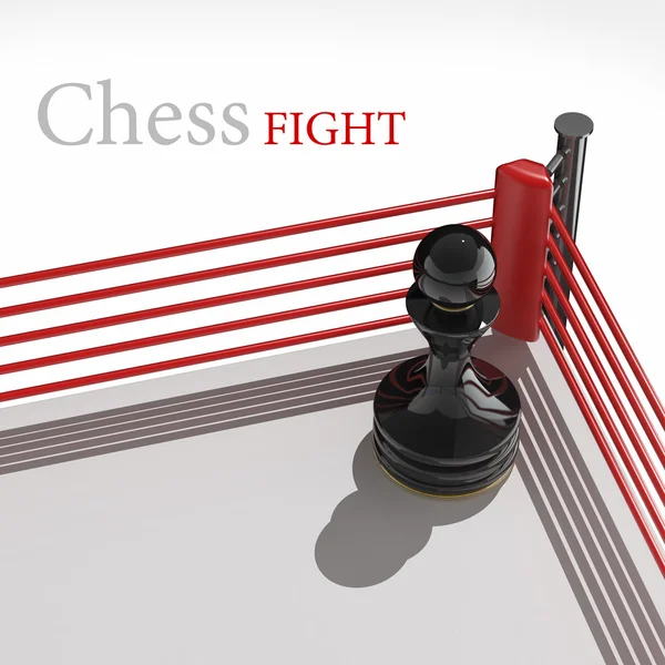 Concetto. pedone di scacchi su un ring di boxe — Foto Stock