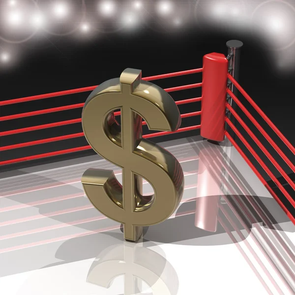 Anel de boxe com símbolo do dólar americano — Fotografia de Stock