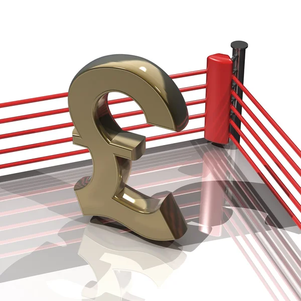Boxing ring with British pound symbol — Stock Photo, Image