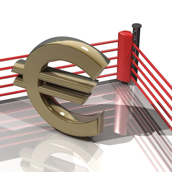 Boxing ring with Euro symbol — Stock Photo, Image