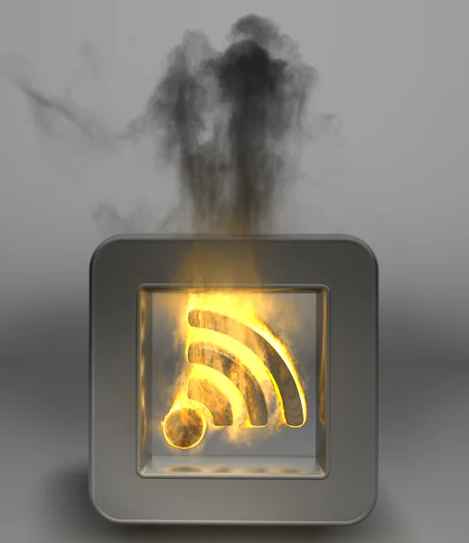 3D button rss flaming icon High resolution — Stock Photo, Image