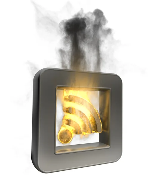 3D button rss flaming icon — Stock Photo, Image