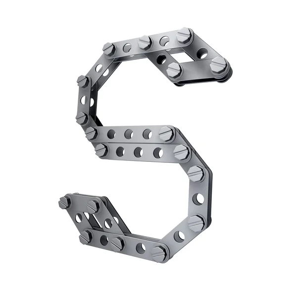 Metallic letter (S) with rivets and screws — Stock Photo, Image