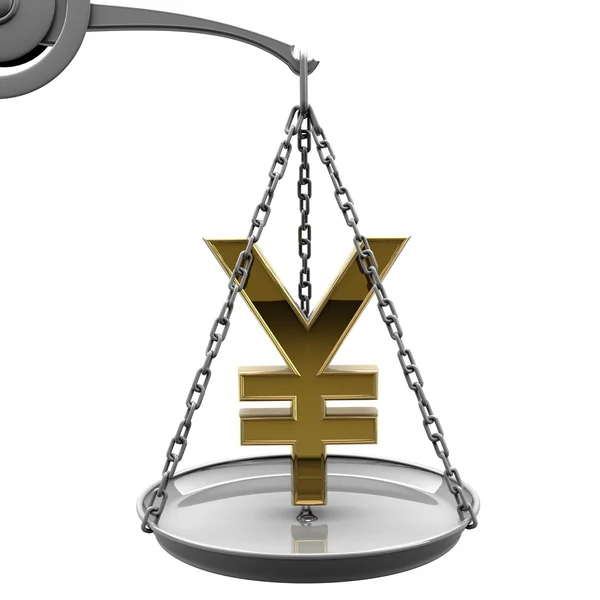 Scale with golden Japanese yen symbol — Stock Photo, Image