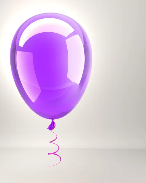 Purple party balloon with ribbon — Stock Photo, Image