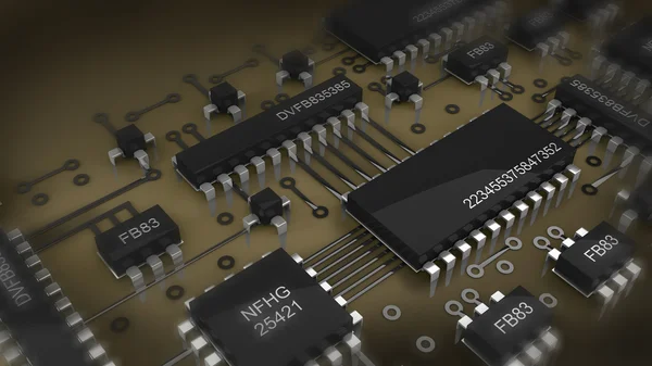 devre kartı. yüksek çözünürlükte 3d dijital olarak oluşturulan görüntü.