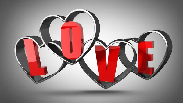 Word "Love" from hearts letters. — Stock Photo, Image