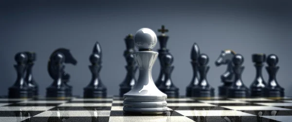 화이트 체스 폰 배경 3d 그림입니다. 높은 해상도 스톡 이미지