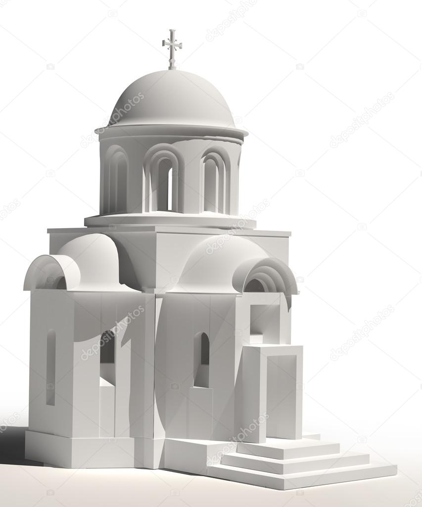 Christian Church isolated on white background High resolution 3D