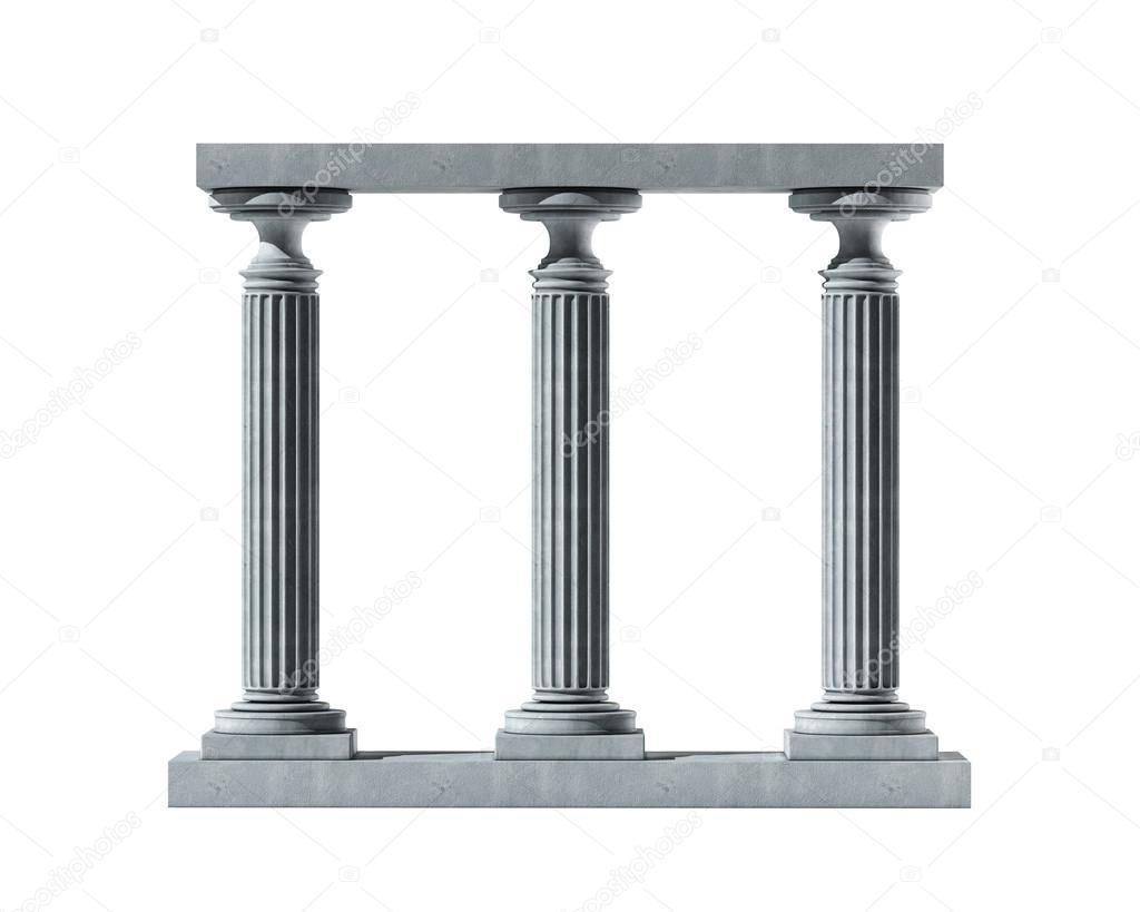 Three ancient columns of marble