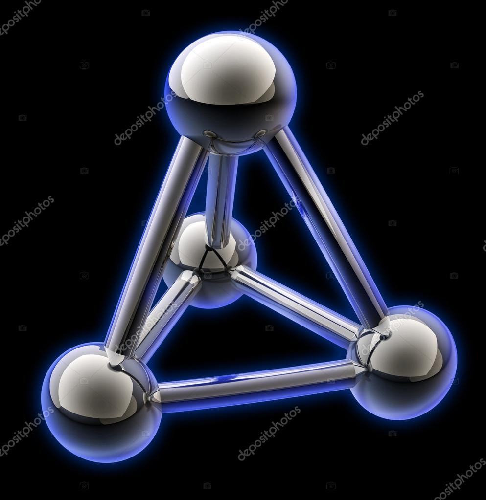 Simple steel molecular structure on black 3D Stock Photo by ©ADDRicky