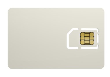 wihte arka plan üzerinde yüksek çözünürlüklü izole boş SIM kartı 3d