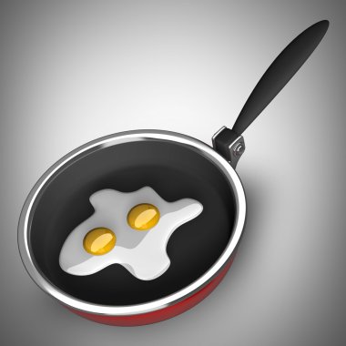 yumurta ile kızartma tavası. yüksek çözünürlük. 3D görüntü