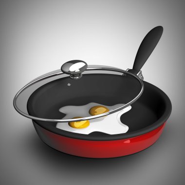 yumurta ile kızartma tavası. yüksek çözünürlük. 3D görüntü