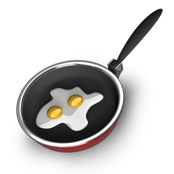 Padella con uovo isolato su fondo bianco Alta risoluzione. Immagine 3D — Foto Stock
