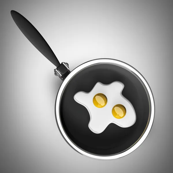 Frying pan with egg. High resolution. 3D image — Stock Photo, Image