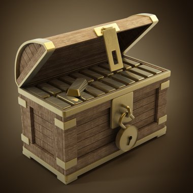 Altın dolu tahta sandık.