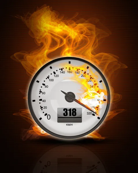 Speedometer in Fire Black Background. High resolution. 3D image — Stock Photo, Image