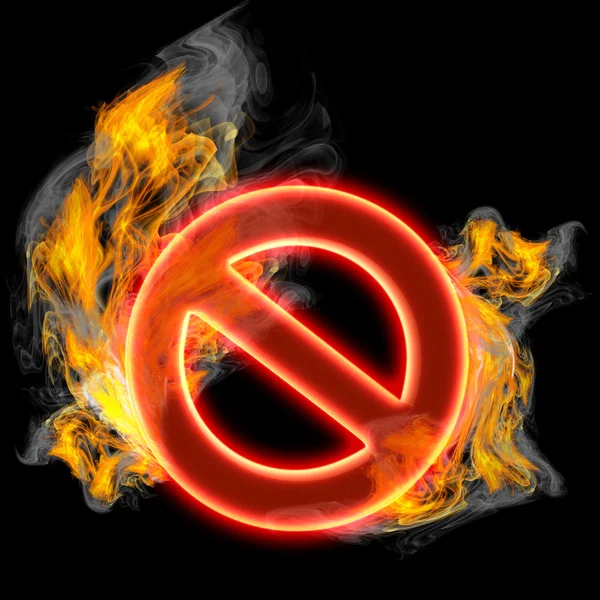 Red forbidden sign in Fire — Stock Photo, Image