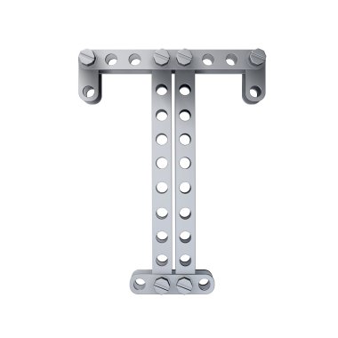 Perçinler ve vidalar ile metalik mektup (T)