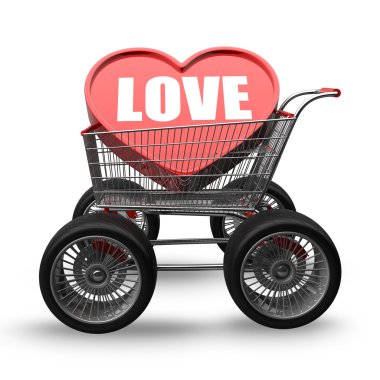 büyük araba tekerleği ile aşk sepeti