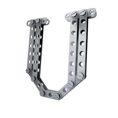 Perçinler ve vidalar ile metalik harf (U)